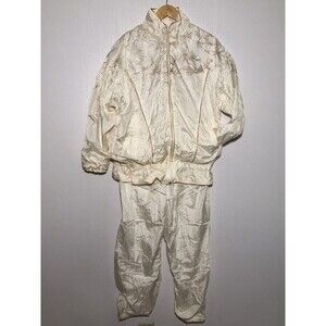 Active Exchange  80s 90s Tracksuit Womens Medium White Gold Pants Jacket Set